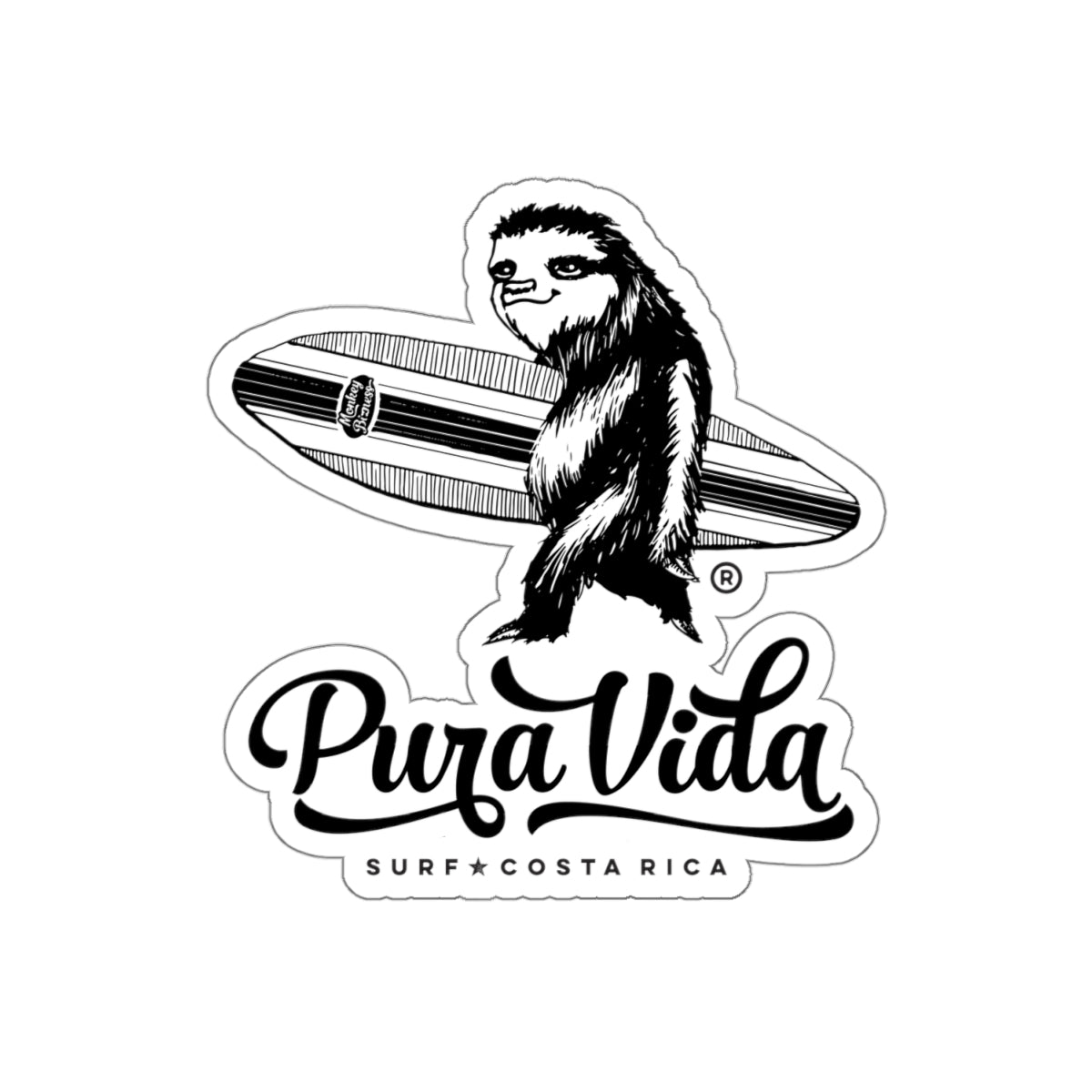 Surfing Sloth Die-Cut Sticker