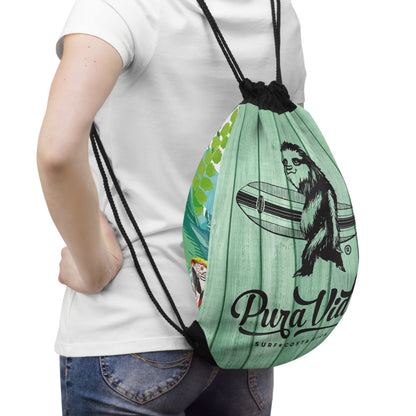 Surfer Sloth Drawstring Backpack